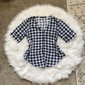 Checkered Button Top (NWOT)